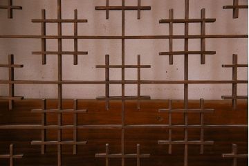 和製アンティーク　レトロデザイン　古い木の書院戸4枚セット