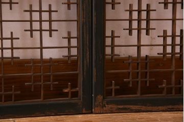 和製アンティーク　レトロデザイン　古い木の書院戸4枚セット