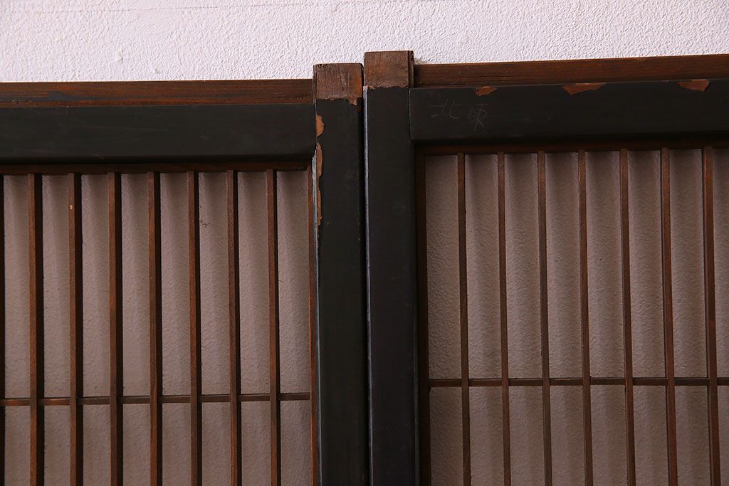 和製アンティーク　レトロデザイン　古い木の書院戸4枚セット