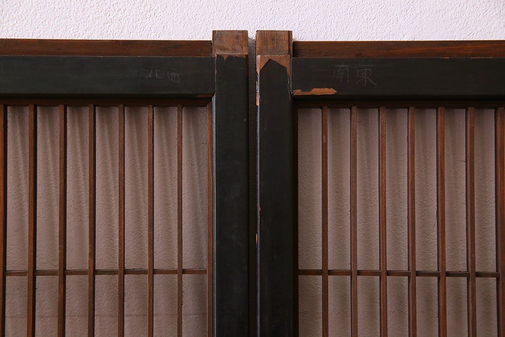 和製アンティーク　レトロデザイン　古い木の書院戸4枚セット