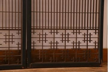 和製アンティーク　レトロデザイン　古い木の書院戸4枚セット