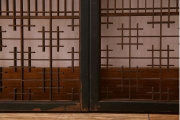 和製アンティーク　レトロデザイン　古い木の書院戸4枚セット