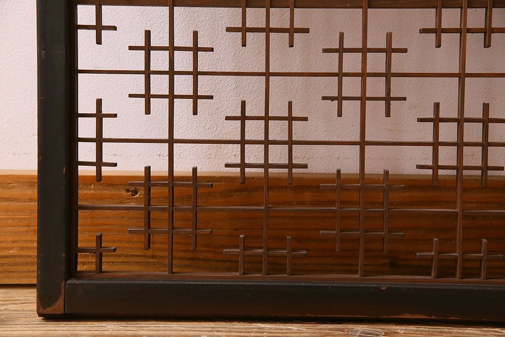 和製アンティーク　レトロデザイン　古い木の書院戸4枚セット