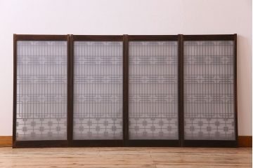 すりガラス入り!組子が美しい和モダンなアンティーク書院戸4枚セット(書院障子)