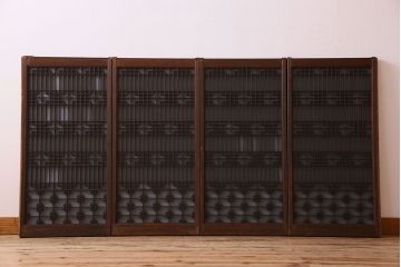 すりガラス入り!組子が美しい和モダンなアンティーク書院戸4枚セット(書院障子)