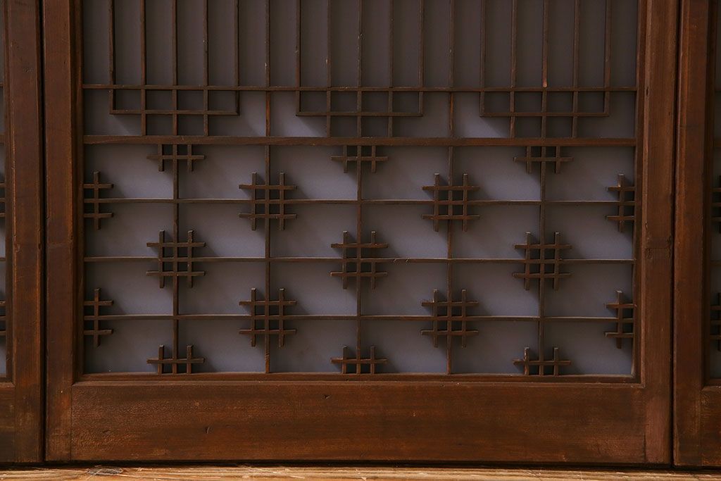 すりガラス入り!組子が美しい和モダンなアンティーク書院戸4枚セット(書院障子)