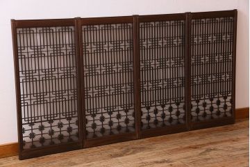 すりガラス入り!組子が美しい和モダンなアンティーク書院戸4枚セット(書院障子)