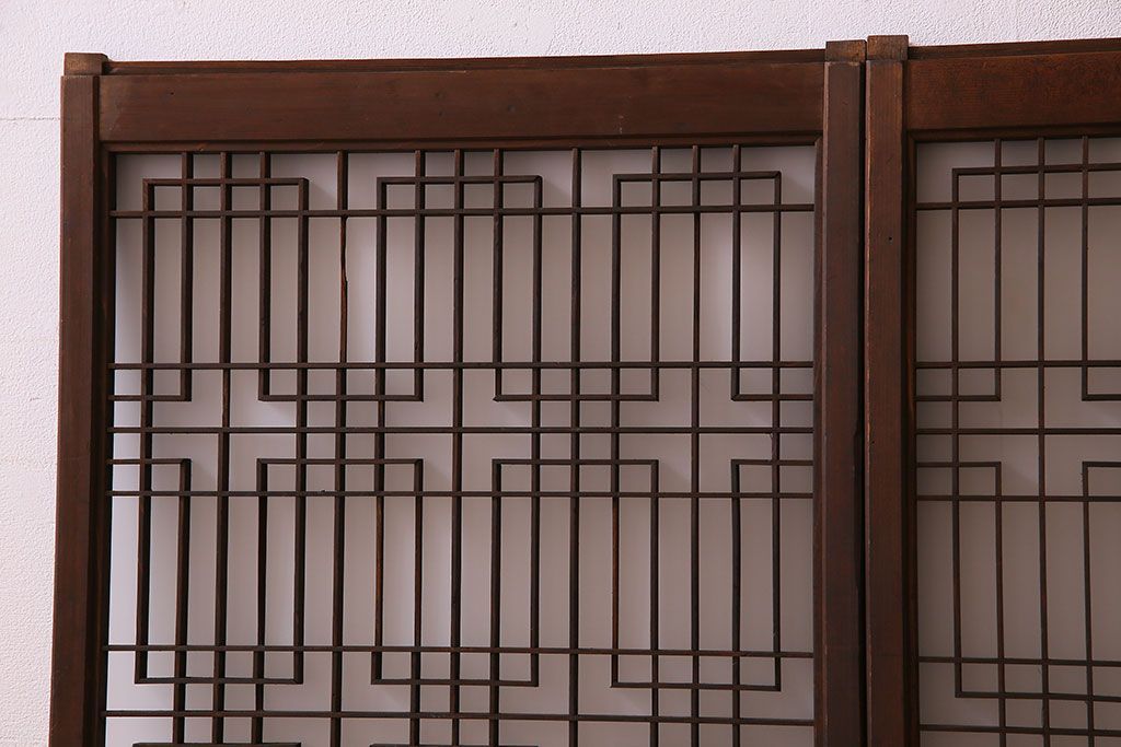 すりガラス入り!組子が美しい和モダンなアンティーク書院戸4枚セット(書院障子)