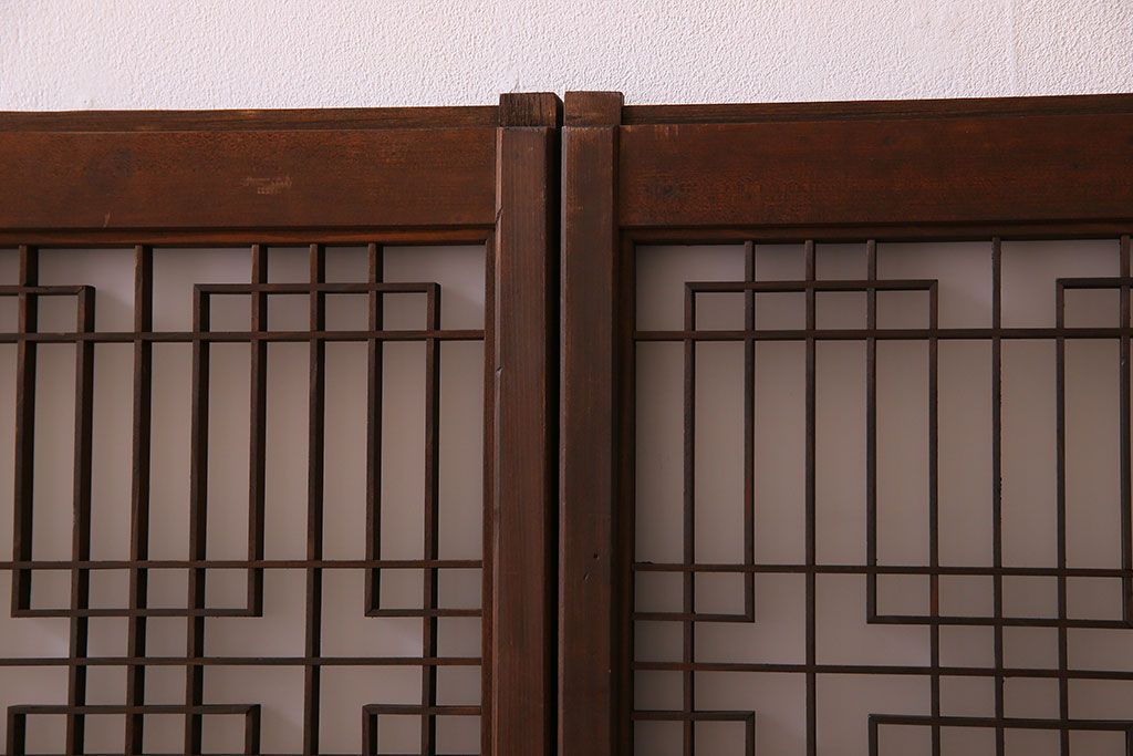 すりガラス入り!組子が美しい和モダンなアンティーク書院戸4枚セット(書院障子)