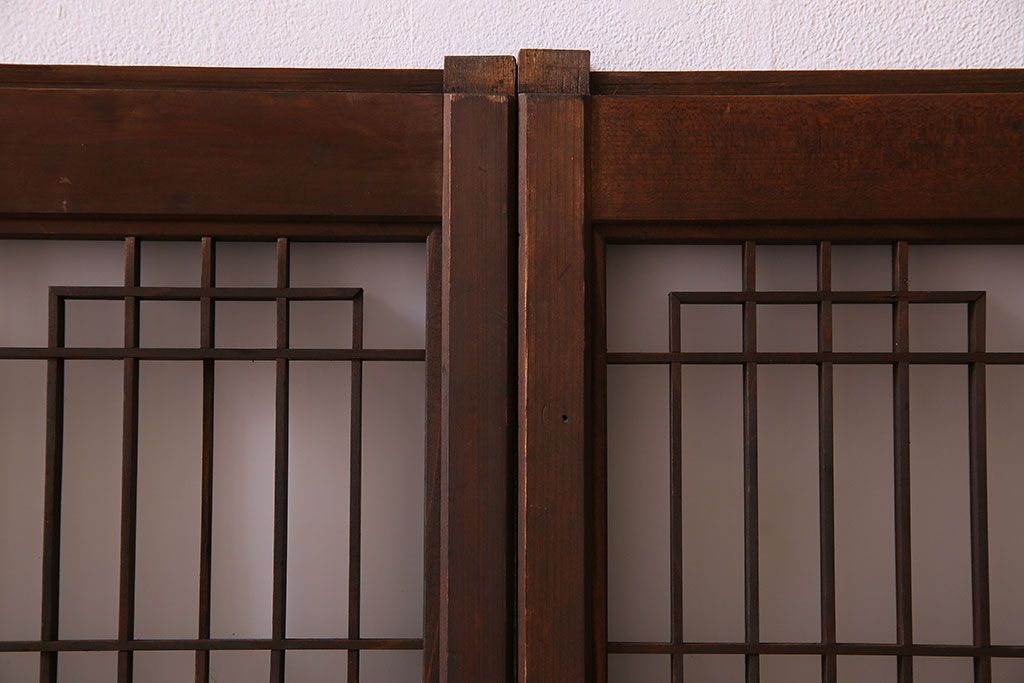 すりガラス入り!組子が美しい和モダンなアンティーク書院戸4枚セット(書院障子)