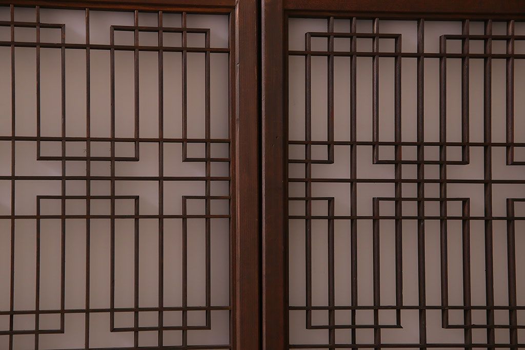 すりガラス入り!組子が美しい和モダンなアンティーク書院戸4枚セット(書院障子)