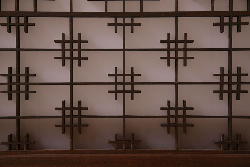 すりガラス入り!組子が美しい和モダンなアンティーク書院戸4枚セット(書院障子)