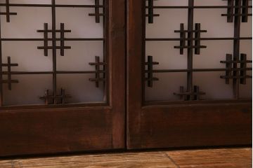 すりガラス入り!組子が美しい和モダンなアンティーク書院戸4枚セット(書院障子)