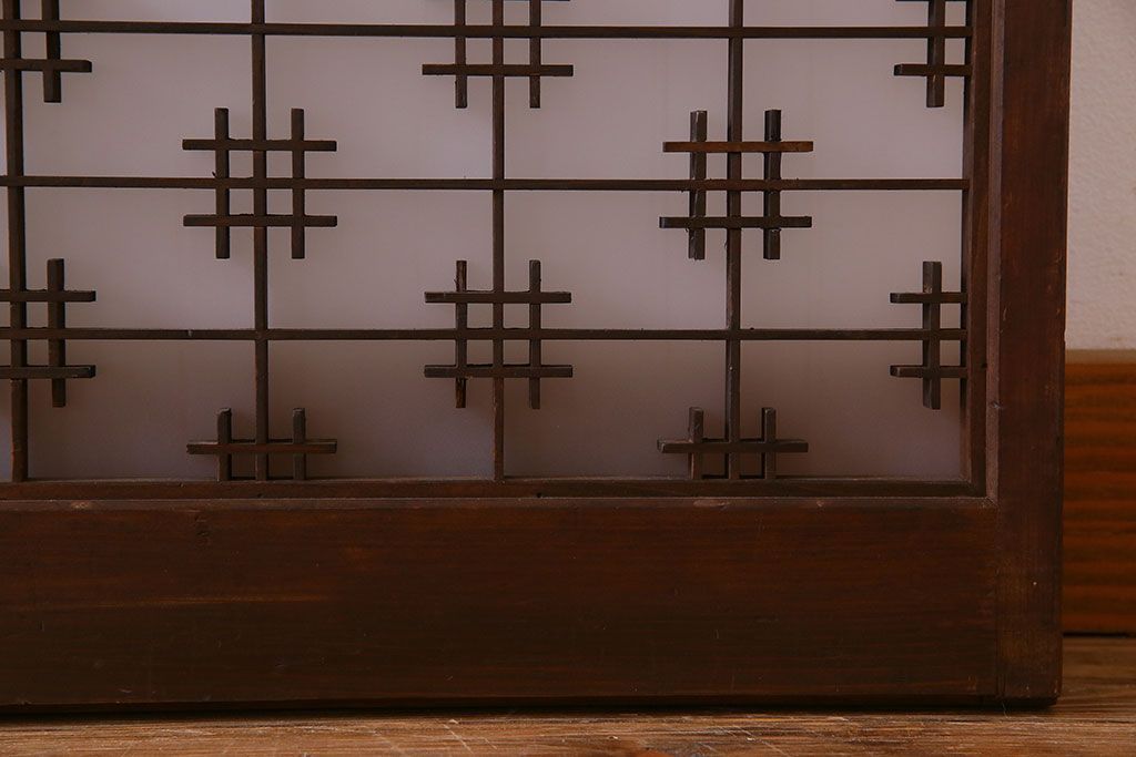 すりガラス入り!組子が美しい和モダンなアンティーク書院戸4枚セット(書院障子)