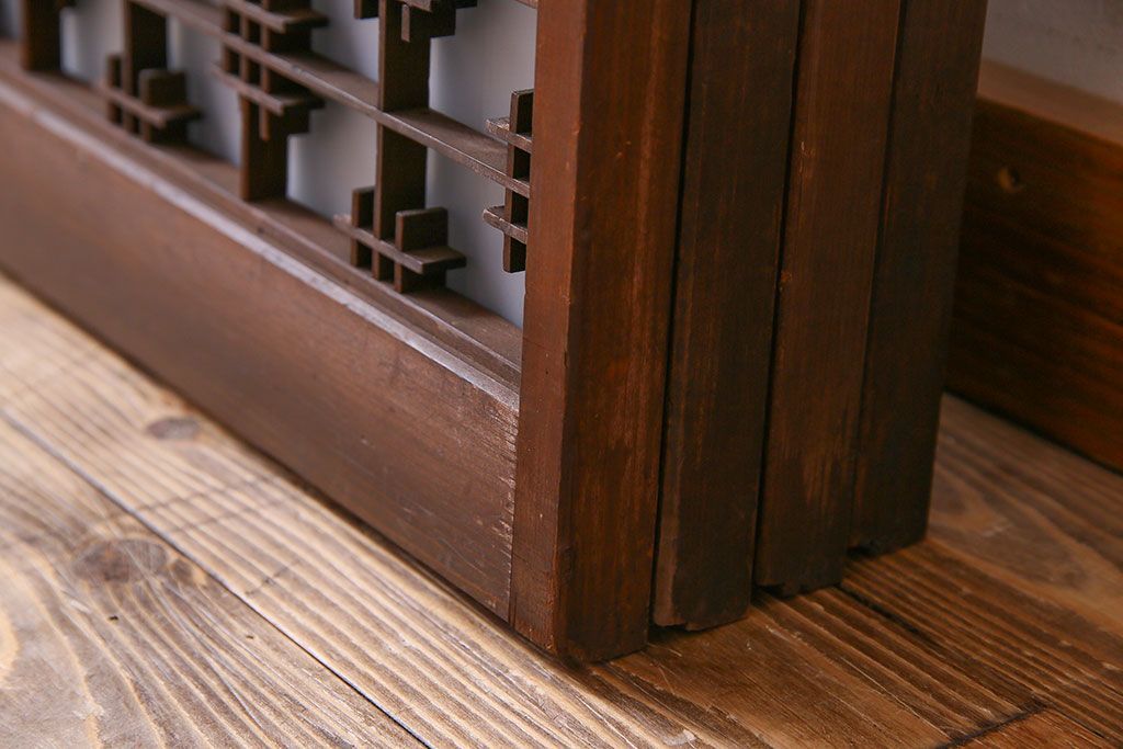 すりガラス入り!組子が美しい和モダンなアンティーク書院戸4枚セット(書院障子)