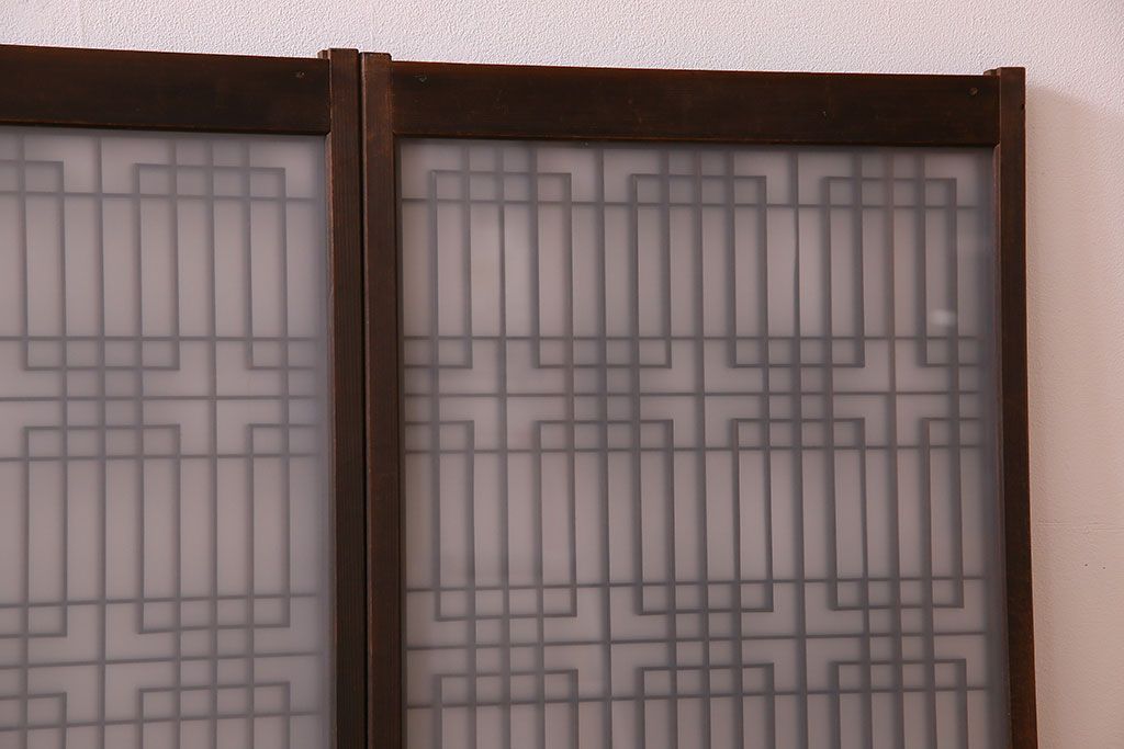 すりガラス入り!組子が美しい和モダンなアンティーク書院戸4枚セット(書院障子)