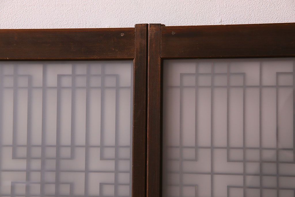 すりガラス入り!組子が美しい和モダンなアンティーク書院戸4枚セット(書院障子)