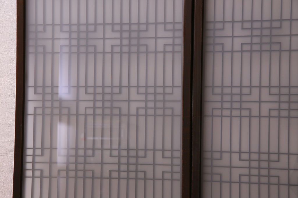 すりガラス入り!組子が美しい和モダンなアンティーク書院戸4枚セット(書院障子)