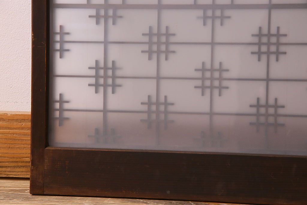 すりガラス入り!組子が美しい和モダンなアンティーク書院戸4枚セット(書院障子)