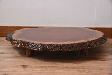 高級民芸家具　玉杢　花梨(カリン)材製の花台(2)