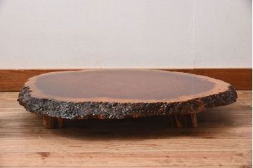 高級民芸家具　玉杢　花梨(カリン)材製の花台(2)