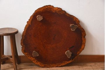 高級民芸家具　玉杢　花梨(カリン)材製の花台(2)