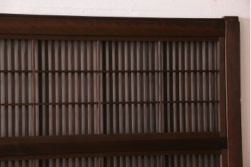 アンティーク　裏障子付き　上品なデザイン!モールガラス帯の格子戸2枚セット