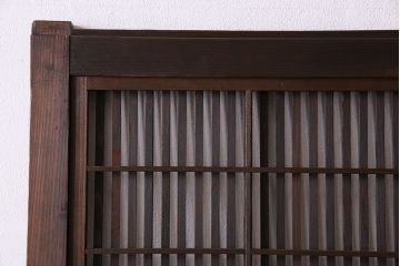 アンティーク　裏障子付き　上品なデザイン!モールガラス帯の格子戸2枚セット