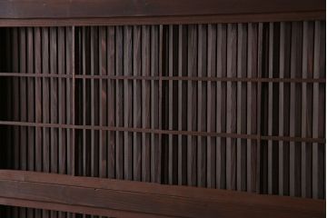 アンティーク　裏障子付き　上品なデザイン!モールガラス帯の格子戸2枚セット