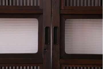 アンティーク　裏障子付き　上品なデザイン!モールガラス帯の格子戸2枚セット