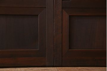 アンティーク　裏障子付き　上品なデザイン!モールガラス帯の格子戸2枚セット