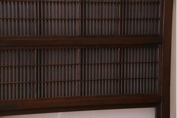 アンティーク　裏障子付き　上品なデザイン!気泡ガラス帯の格子戸2枚セット