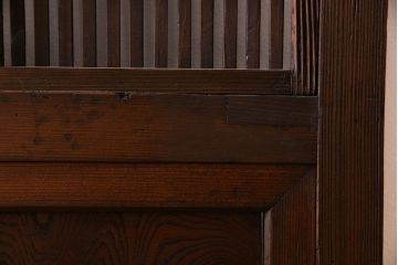 アンティーク　裏障子付き　上品なデザイン!気泡ガラス帯の格子戸2枚セット