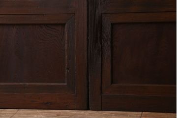 アンティーク　裏障子付き　上品なデザイン!気泡ガラス帯の格子戸2枚セット