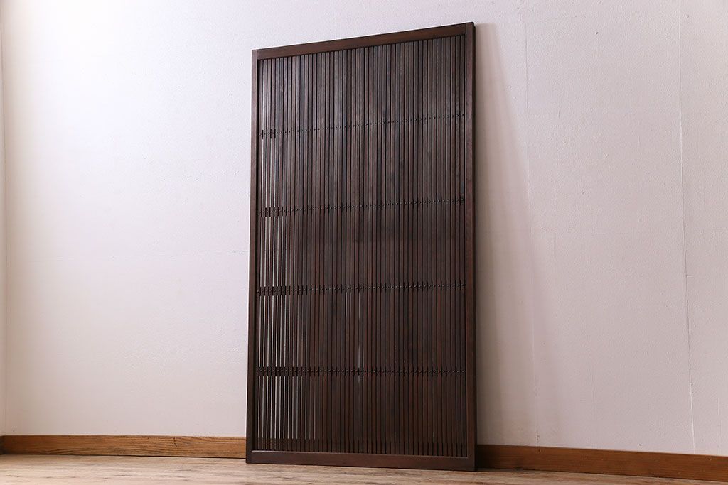 和製アンティーク　裏ガラス入り!上質な縦桟格子戸(1)