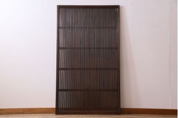 和製アンティーク　裏ガラス入り!上質な縦桟格子戸(1)