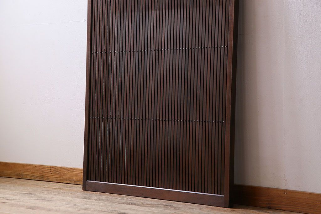 和製アンティーク　裏ガラス入り!上質な縦桟格子戸(1)