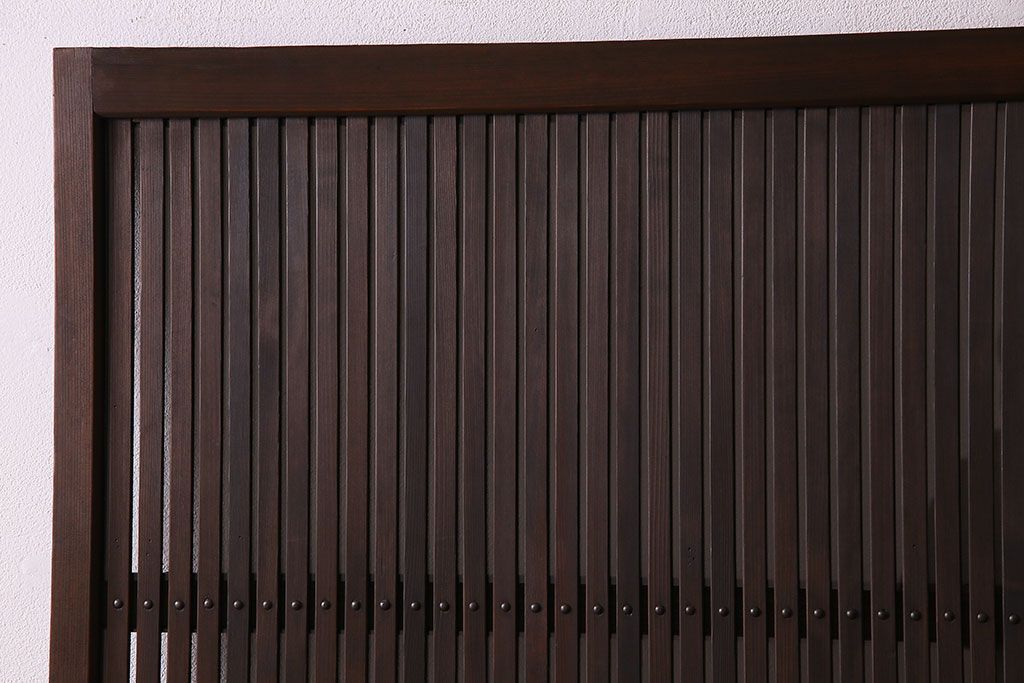 和製アンティーク　裏ガラス入り!上質な縦桟格子戸(1)