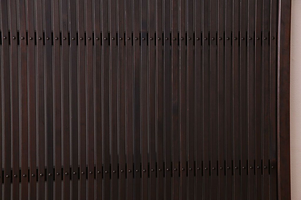 和製アンティーク　裏ガラス入り!上質な縦桟格子戸(1)