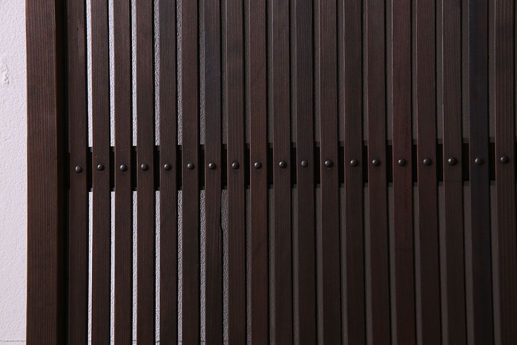 和製アンティーク　裏ガラス入り!上質な縦桟格子戸(1)