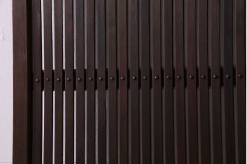 和製アンティーク　裏ガラス入り!上質な縦桟格子戸(1)