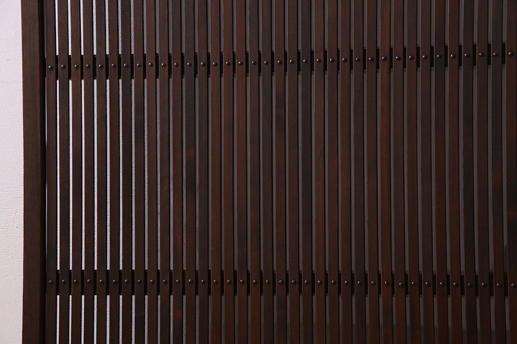 和製アンティーク　裏ガラス入り!上質な縦桟格子戸(1)