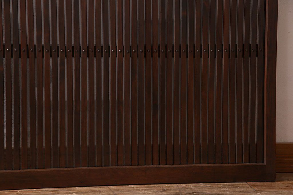 和製アンティーク　裏ガラス入り!上質な縦桟格子戸(1)