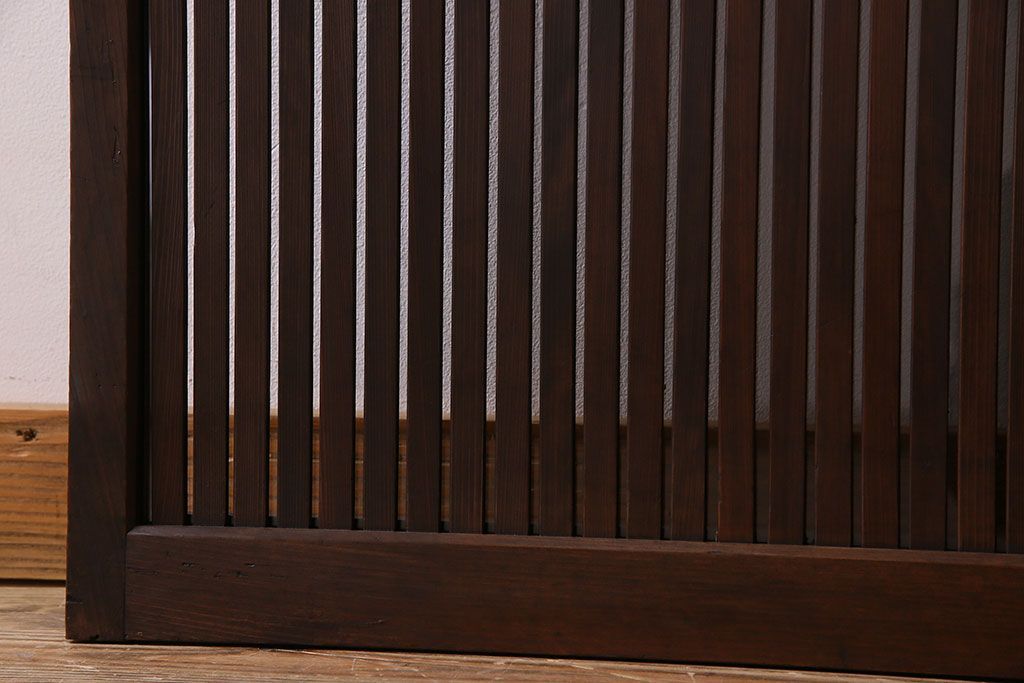 和製アンティーク　裏ガラス入り!上質な縦桟格子戸(1)