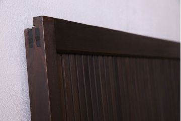 和製アンティーク　裏ガラス入り!上質な縦桟格子戸(1)