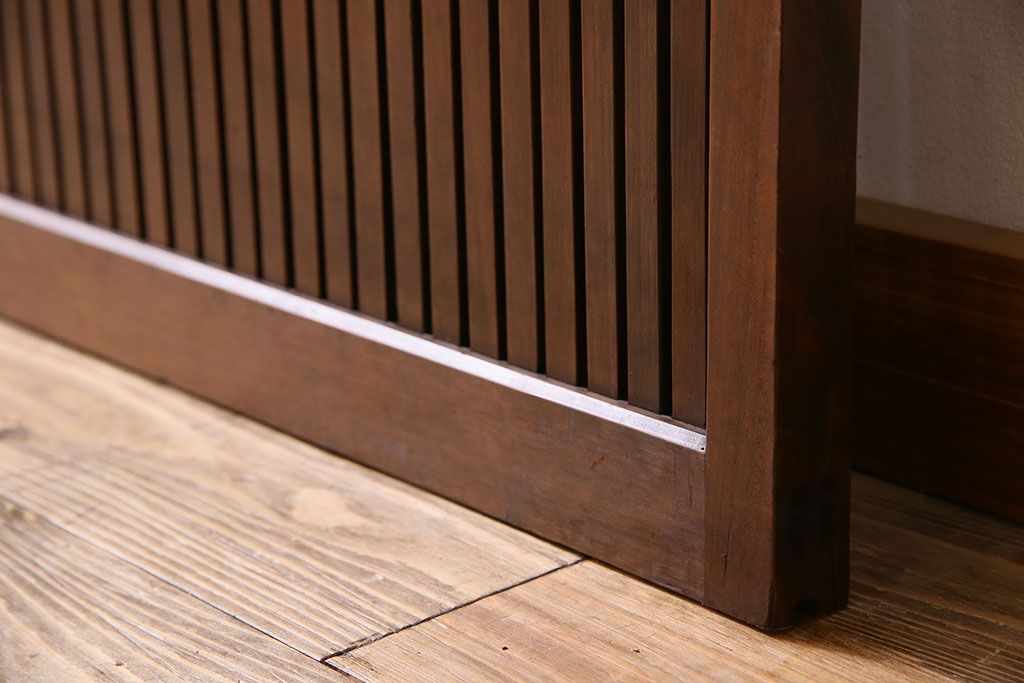 和製アンティーク　裏ガラス入り!上質な縦桟格子戸(1)