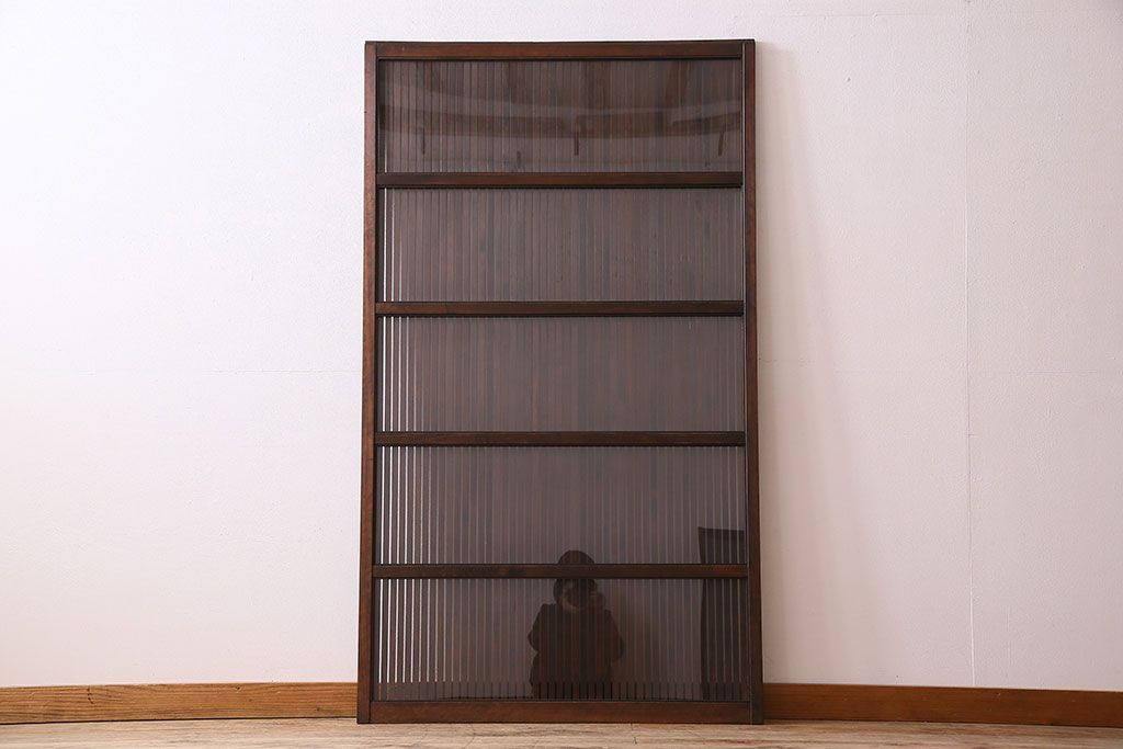 和製アンティーク　裏ガラス入り!上質な縦桟格子戸(1)