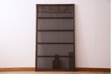 和製アンティーク　裏ガラス入り!上質な縦桟格子戸(1)