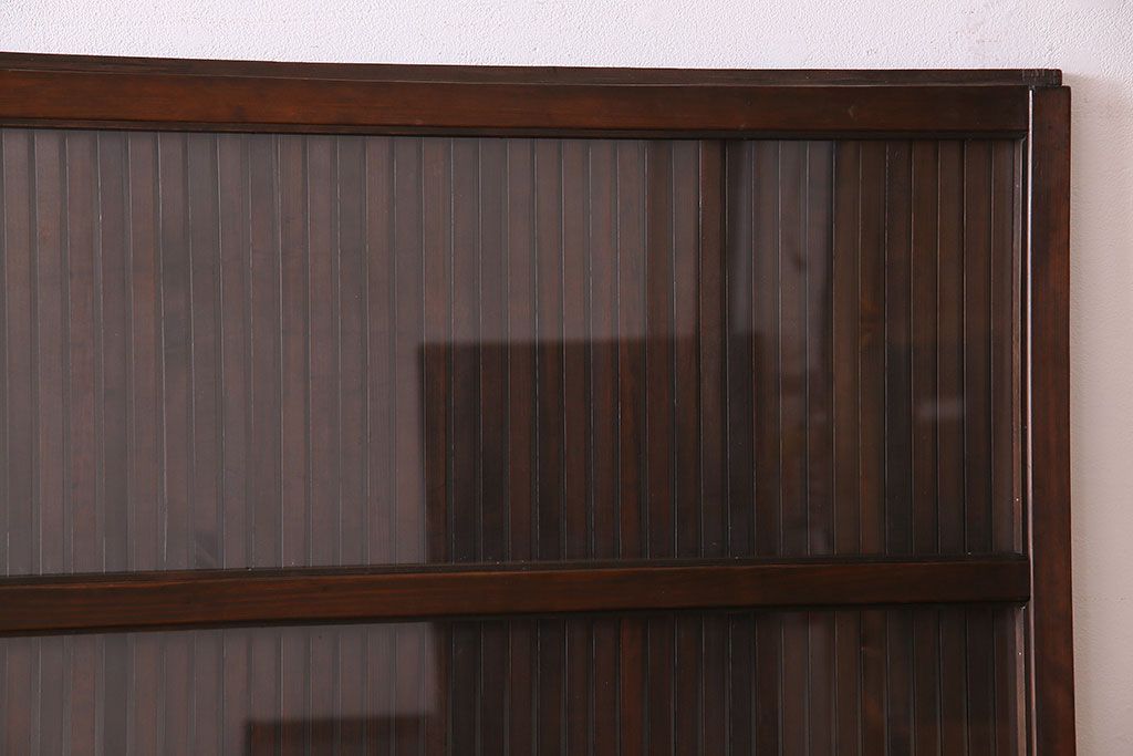 和製アンティーク　裏ガラス入り!上質な縦桟格子戸(1)