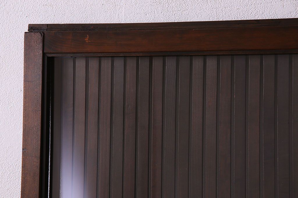 和製アンティーク　裏ガラス入り!上質な縦桟格子戸(1)